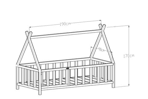 JOY MONTESSORİ KARYOLA, KAPILI, CEVİZ, 90X190