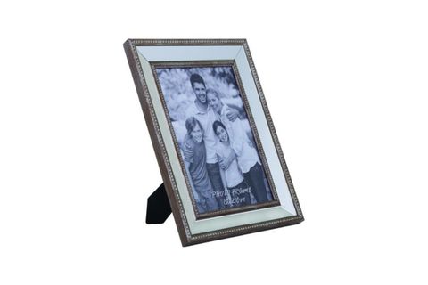 AYNALI FOTOĞRAF ÇERÇEVESİ BONCUKLU VİZON 13X18