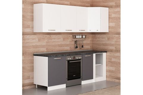 MİNAR 225CM KÖŞE MUTFAK DOLABI BEYAZ ANTRASİT K225A2
