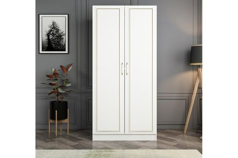 KALE 190 CM 2 KAPAK GOLD PROFİLLİ GARDROP BEYAZ