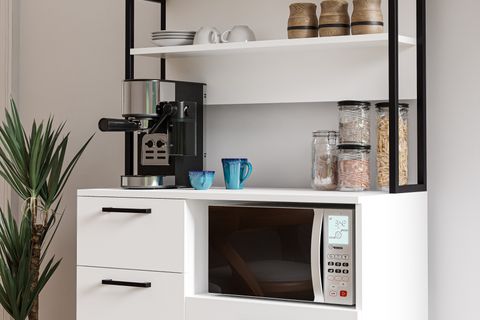 LAVO ÇEKMECELİ ÇOK AMAÇLI KAHVE KÖŞESİ DOLABI, BEYAZ, 4 KAPAKLI