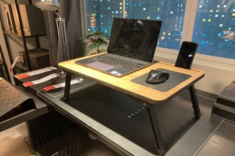 AXOLOTL FOLDAWAY TELEFON VE TABLET BÖLMELİ LAPTOP SEHPASI, NATUREL