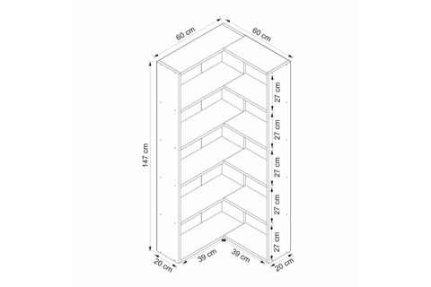ADEL KÖŞE KİTAPLIK, BEYAZ, 4 RAFLI