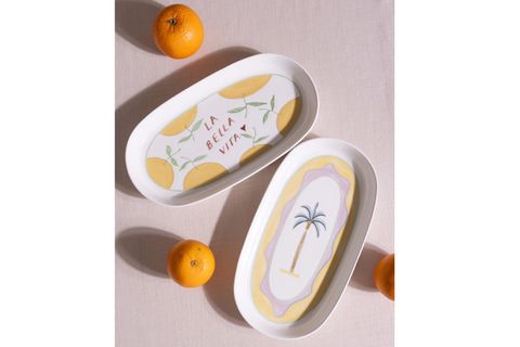 THE MİA ITALİAN SUMMER OVAL SERVİS TABAĞI 2Lİ 29 CM