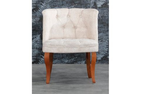 LİNDA ÇAY SETİ TEKLİ KOLTUĞU, AHŞAP AYAK, KREM