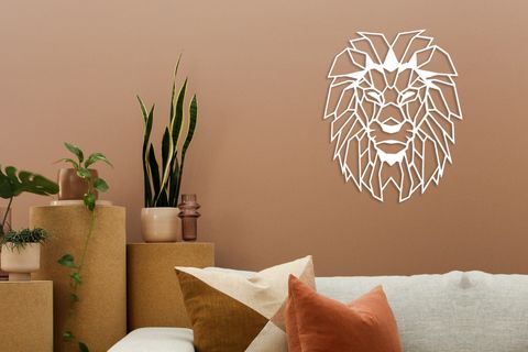 PAYİDARTS GEOMETRİK ASLAN METAL TABLO BEYAZ
