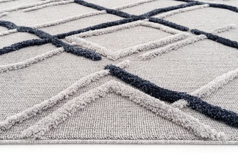 EKO HALI TERAZZO TRZ 03 GREY NAVY GRİ LACİVERT ETNİK ÖRGÜ YUMUŞAK DOKULU İSKANDİNAV HALI 160X230