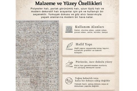 PERUS ANTİBAKTERİYEL DOKUMA HALI, BEJ 10204 160X230 CM