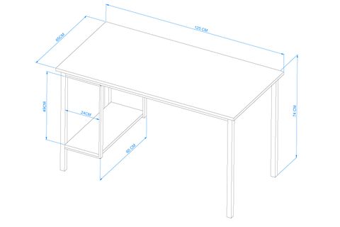 ARPELİA BİLGİSAYAR MASASI KASA RAFLI, AÇIK KAHVERENGİ, 125 CM