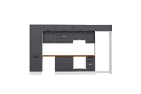 ALVİNKA 385X240 CM KLASİK MEBRAN MUTFAK DOLABI, MBB E80B60S45 1 MEBRAN ANTRASİT MDF