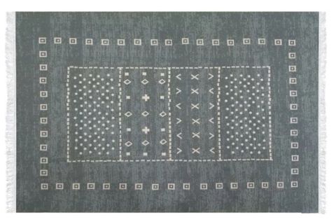 RİVER ÇİFT TARAFLI PAMUKLU YIKANABİLİR KİLİM, GRİ 120X180