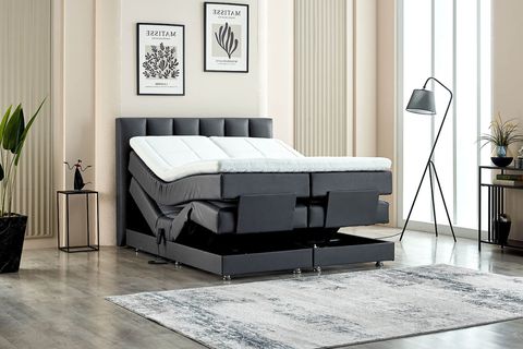 NERA KUMANDALI BAZA BAŞLIK YATAK SETİ, ANTRASİT, 140X200
