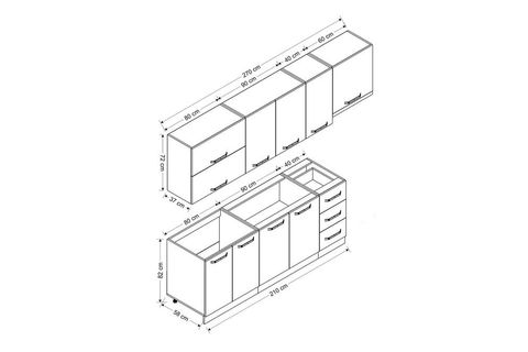 MİNAR EGE270 CM MUTFAK DOLABI BEYAZ DORE 270-D7