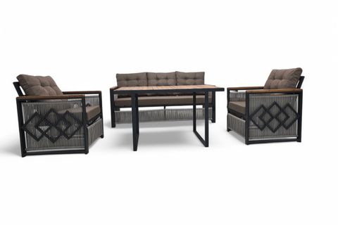 BERRA METAL ÜÇLÜ OTURMA GRUBU, GRİ