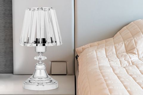 EVLİGHT KRİSTAL GÖVDELİ ABAJUR, TAŞLI, GÜMÜŞ