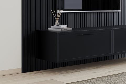 PANEL TV ÜNİTESİ, SİYAH , 220 CM