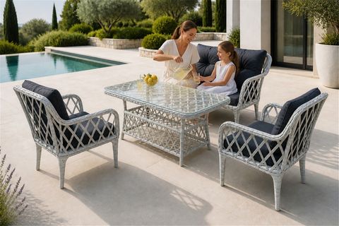 AHLAT MİNİ 4 KİŞİLİK RATTAN BALKON TAKIMI, GRİ