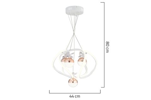 BALCA DÖRTLÜ 3 RENKLİ LED AVİZE, BEYAZ BAKIR