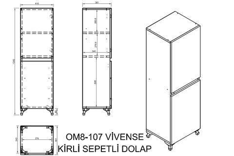 LAVO KİRLİ SEPETLİ DOLAP,  42X135X36