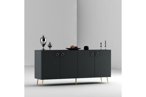 DROP KONSOL, 4 KAPAKLI 4 RAFLI, ANTRASİT-ALTIN