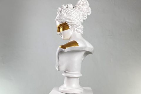 DIANA GOLD MASK AND BELT POP ART DEKORATİF ROMA YUNAN HEYKELLERİ