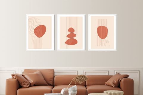 ÜÇLÜ ABSTRACT TABLO SETİ BEYAZ ÇERÇEVE 24