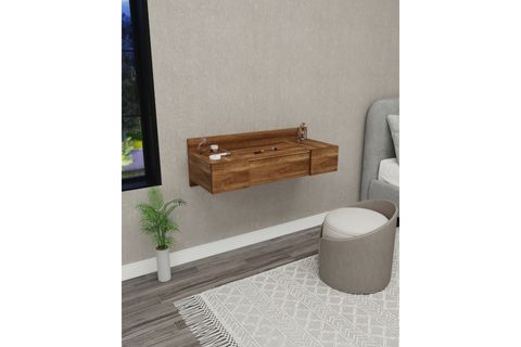 ZAKKUM RAFLI AYNALI DUVARA MONTE MAKYAJ MASASI, CEVİZ