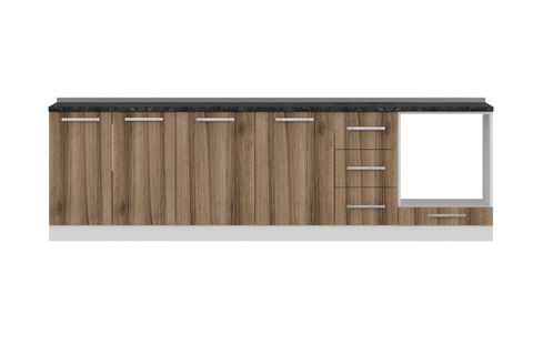 MİNAR 280 CM MUTFAK DOLABI BEYAZ DORE 280-D6-ALT MODÜL