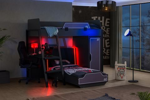 GAMER LEDLİ DOLAPLI MASALI RANZA, ANTRASİT