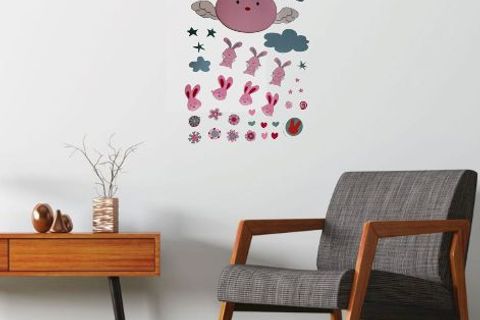 TAVŞAN DESENLİ DUVAR STİCKER