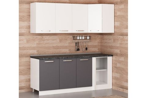 MİNAR 200CM KÖŞE MUTFAK DOLABI BEYAZ ANTRASİT K200A1
