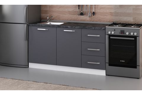 MİNAR 155 CM MUTFAK DOLABI BEYAZ ANTRASİT 155-A1-ALT MODÜL