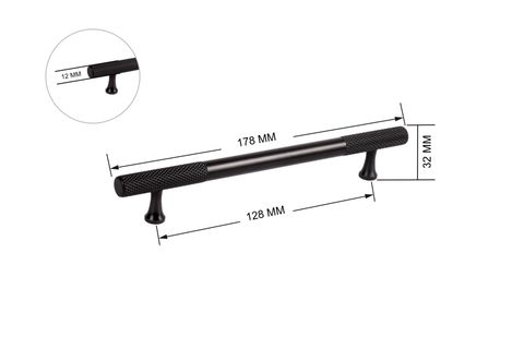 ZİRVE APEX ALÜMİNYUM KULP, SİYAH, 128 MM