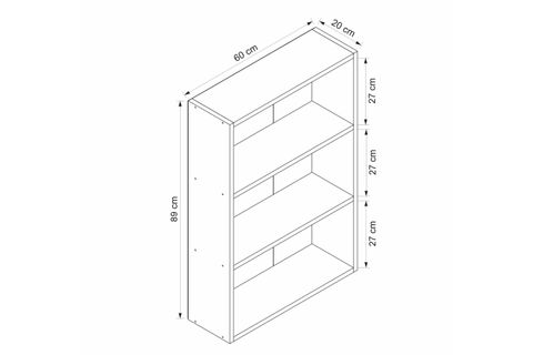 ADEL KİTAPLIK, BEYAZ, 2 RAFLI