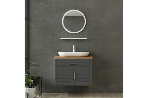 VERA BANYO DOLABI AS2K1Ç122, BEYAZ ANTRASİT, 85CM