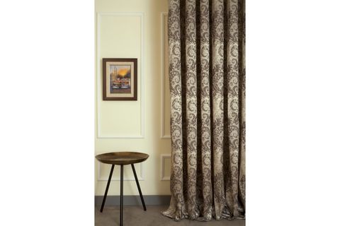 MASSARELLİ FON PERDE DAMASK DESEN KOYU KAHVE 1-2,5 ORTA SIK PİLE  200X260
