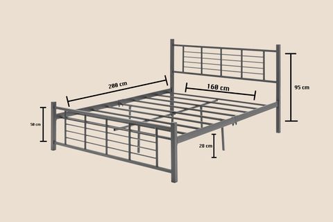 EVGER METAL KARYOLA, K01, SİYAH, 160X200