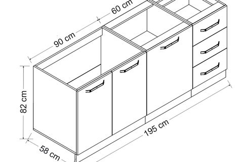 MİNAR 195 CM MUTFAK DOLABI BEYAZ 195-B1 -ALT MODÜL