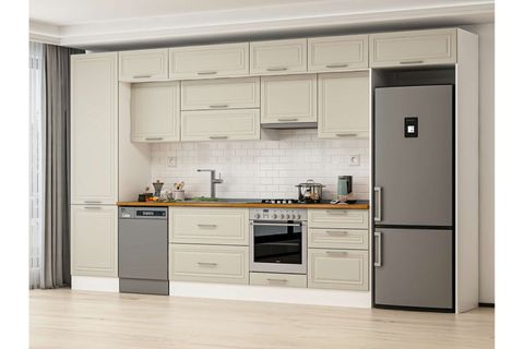 ALVİNKA 400X240 CM KLASİK MEBRAN MUTFAK DOLABI, MBB E80B60S60 1 MEBRAN KUMTAŞI SUNTALAM
