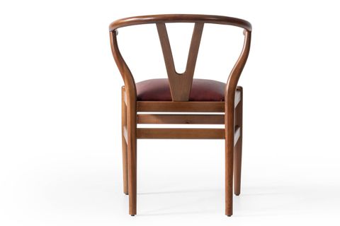 WİSHBONE AHŞAP SANDALYE, BORDO CEVİZ