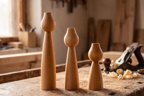 KATRE KAYIN AHŞAP ÜÇLÜ ŞAMDAN SETİ, 15-20-25 CM
