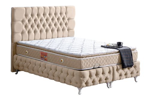 ROMA BAZA BAŞLIK VE REAL PEDLİ YATAK SETİ, BEJ, 100X200