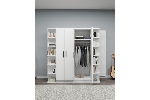 LİNDA LUSES GARDIROP, BEYAZ, 6 KAPAKLI