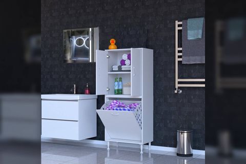 İLKİM ALT MODÜL SEPET ÜST MODÜL KAPAKLI BANYO DOLABI, 65 CM