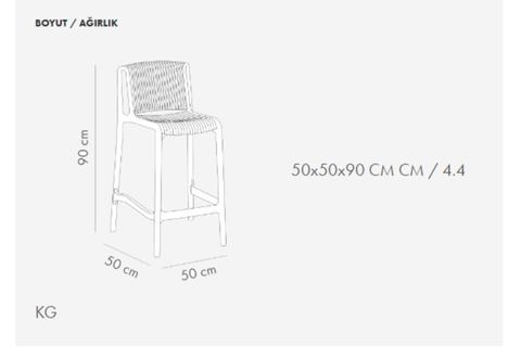 NES BAR SANDALYESİ, SİYAH, 65 CM
