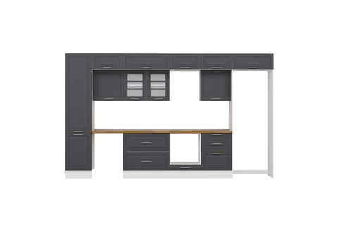 ALVİNKA 400X240 CM KLASİK MEBRAN MUTFAK DOLABI, MBB E90B50S60 3 MEBRAN ANTRASİT MDF