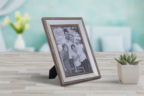 AYNALI FOTOĞRAF ÇERÇEVESİ BONCUKLU VİZON 13X18