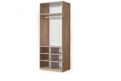 EZGİ GARDIROP, 2 KAPAKLI RAFLI MODÜL, SİYAH CAM KAPAK