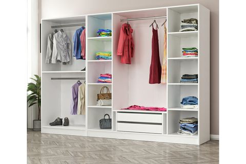 MİNAR KALE 6 KAPAKLI 6 AYNALI 2 ÇEKMECELİ DOLAP BEYAZ ANTRASİT 210CM