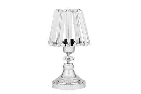 EVLİGHT İKİLİ KRİSTAL GÖVDELİ ABAJUR, TAŞLI, GÜMÜŞ